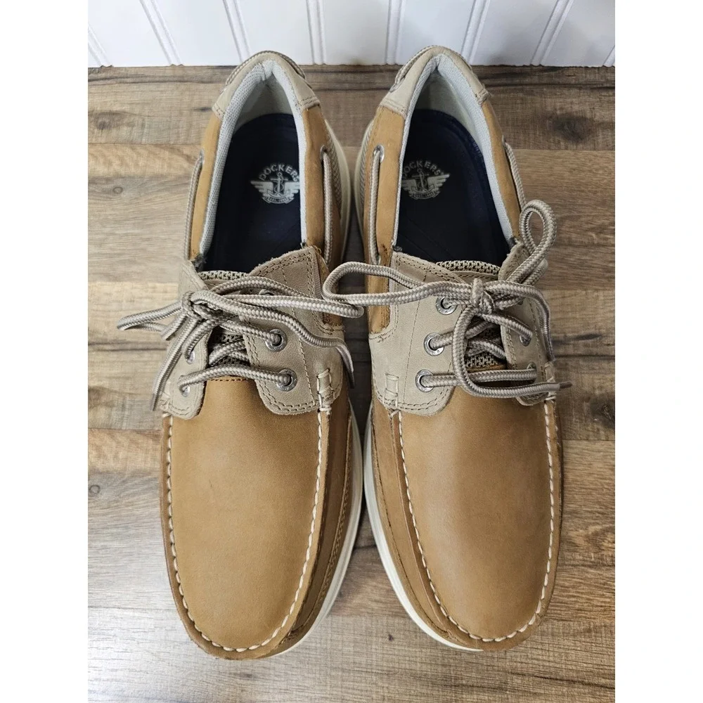 Dockers Men's Beacon Tan/Taupe Leather Casual Classic Boat Shoe 11 Wide